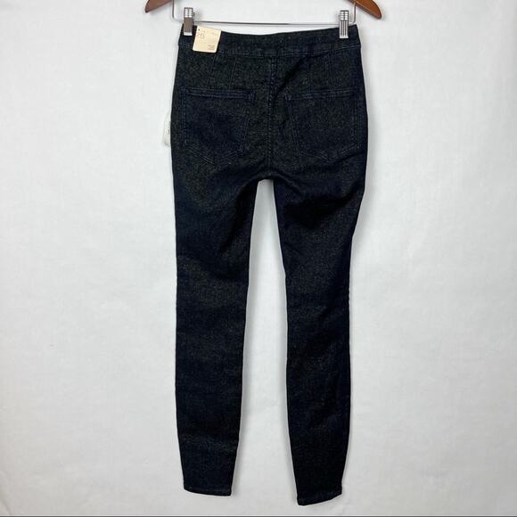 Anthropologie Pilcro High Rise Denim Legging Shimmer Shine Glitter Blue Jeans 25 - Picture 5 of 10